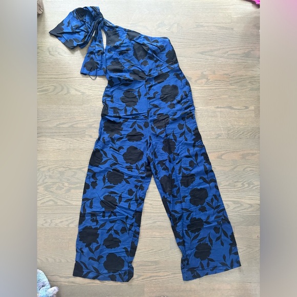 Kate Spade X Target Classic Rose One Shoulder Blue Black Jumpsuit size 6 8 - Picture 7 of 11